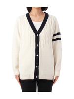 ケーブル編みウールニットカーディガン/ホワイト(001)