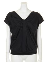 フロントリボン風カットソー/ネイビー