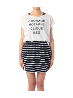 ボーダー切り替えロゴプリントワンピース/ネイビー系(593)