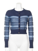 切り替え透けカーディガン/NVY