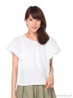 はしごレースブラウス/ネイビー柄