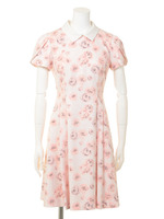 シューローズ襟付きワンピース/ピンク