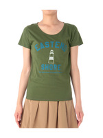 ライトハウス×ロゴプリントTシャツ/カーキ系(027)