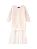 ラッセルニット+コットンワンピース/オフホワイト(003)