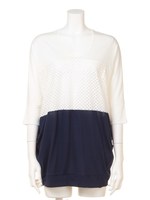 異素材切替チュニック/杢グレー