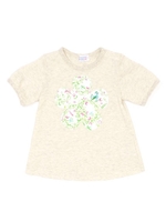 花プリントAラインTシャツ/ライトグレ-