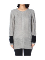 配色袖ケーブルチュニックワンピース/ピンクゴールド(005)