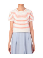 裏毛ボーダークロップドプルオーバー/オレンジ系(367)