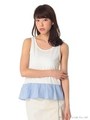 ・裾ストライプ切替タンクトップ/Off White