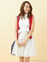 【美人百花掲載】S・シアーチェックノースリシャツ／OP/オフホワイト