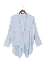 フード付異素材／トッパー/アイスブルー