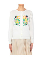 フラワーデザインニットカーディガン/グリーン系(521)