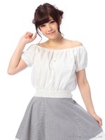 【Tralala】袖チュール重ねオフショル/イエロー