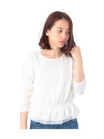 ふくれジャカードペプラムニットソー/レモンイエロー(031)