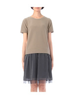 ジャージ×シフォンストライプワンピース/ホワイト(002)