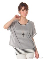 背中シフォンTXボーダータンクアンサンブル/ハイ