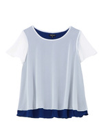 [L]シフォンジャージカットソー/ホワイト(001)