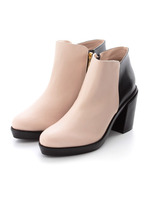 【新色追加】【BABY PURE】ゴールドジップ太ヒールショートブーツ/ブラックスエード