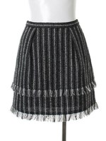 セットアップストライプツイードスカート/シロクロ