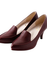 レザー調オペラパンプス/レッド系(064)