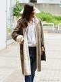 JCUR フェイクムートン フーデッド ロングコート/M.GRAY