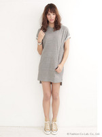 【KiiRA】SWEAT TUNIC OP/HEATHER BLUE