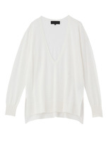 コットンリネンVネックニット/ホワイト(003)
