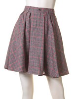 タックチェックミニスカート/グレー