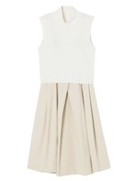 ハイネックニットコンビワンピース/グレー