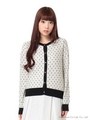 バイカラードットカーディガン/シロ