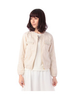 パールビジュー付ミリタリーノーカラージャケット/ネイビー系(093)