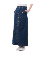 フロントボタンマキシ丈デニムスカート/ライトブルー(091)