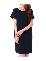 ボートネックポケットつきワンピース/オフホワイト(003)