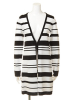 ランダムボーダーヘムカーデ/ブラック