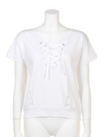 レースアップ綿天竺/ホワイト