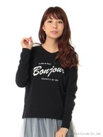 ロゴプリント長袖Vプルオーバー/ブラック