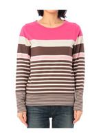 配色マルチボーダーカットソー/ピンク系372)