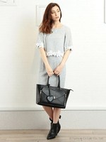 ツイードカッティングレーススカート/ネイビー