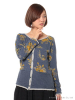 フラワーブーケ×ドットリバーシブルカーデ/ネイビー