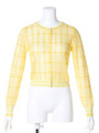 光沢チェック柄カーデ/YEL