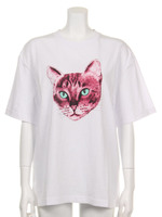 TABBY CAT OVER SIZE TEE/WHITE