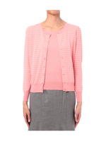 [L]ボーダーカーディガン+半袖ニットSET/ホワイト系(301)