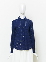 【BONICA dot GARDEN】コットンレースシャツ/ネイビー