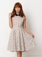 オリジナルレトロスズランミディワンピ/ベージュ