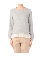 チェックフリル切り替え裏毛プルオーバー/オフホワイト(003)