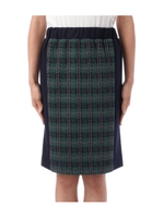 チェック切り替えマーメイド風スカート/グリーン系(223)