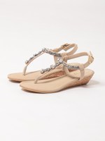 ビジュー付トングサンダル/ベージュ