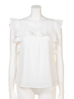 フリルエアリーブラウス/オフホワイト