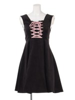 レースアップノースリワンピース/アイボリー