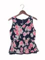 【23日23時59分まで!!】花柄シフォンペプラム/TOPS/コン